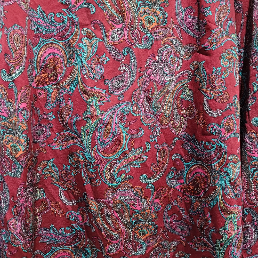 Talbots Red Paisley Ruffle Blouse - Picture 3 of 5